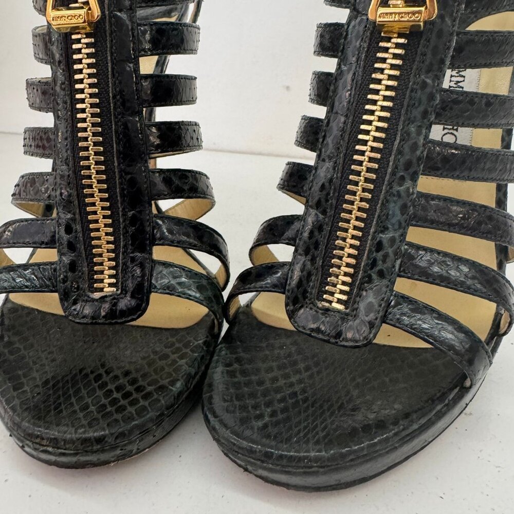 Jimmy Choo Python Elaphe Green Sandals - image 4